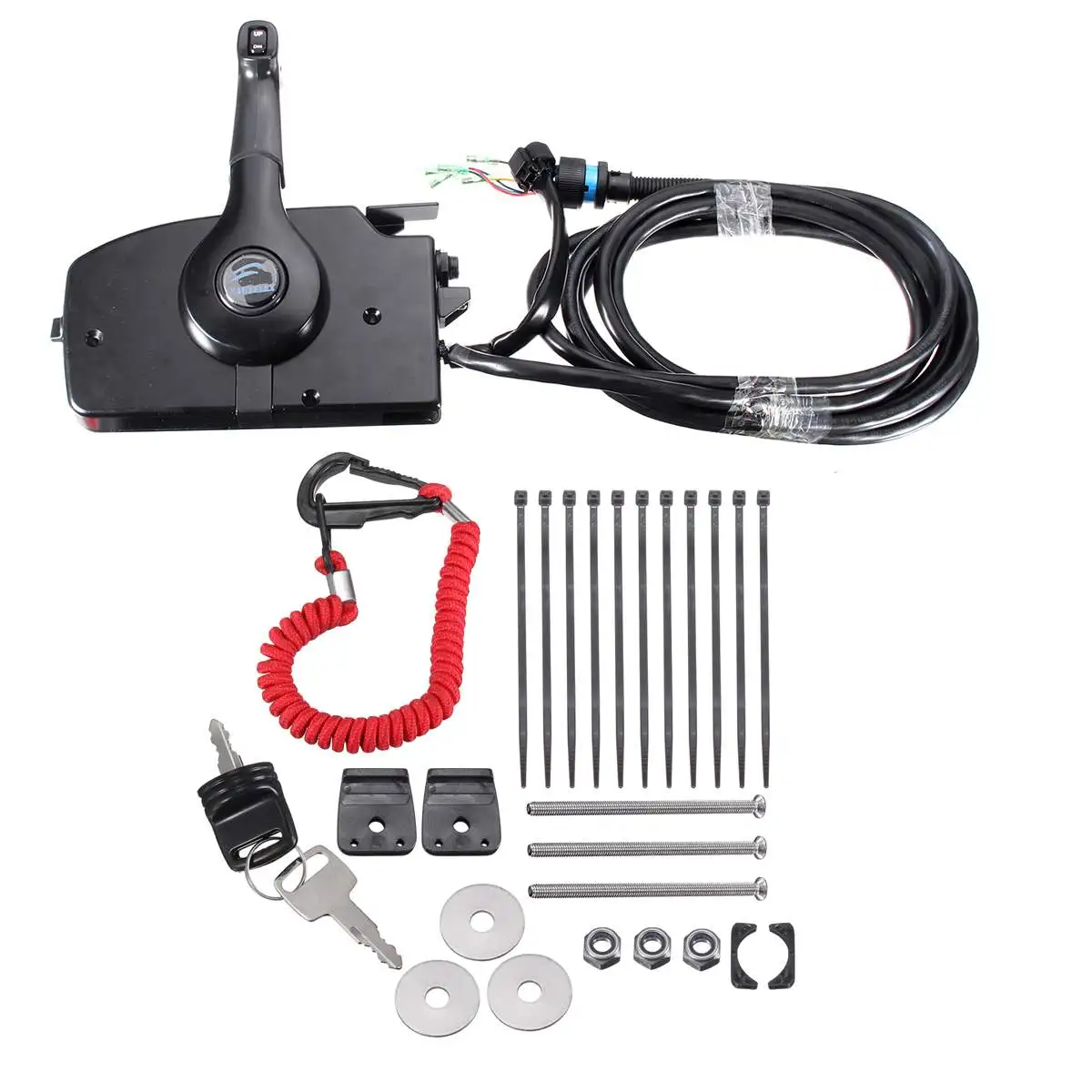 

for Mercury Outboard Engine Side Mount With 14 Pin Cable Boat Remote Control Box Up/Down switch Include Forward/reverse Lever