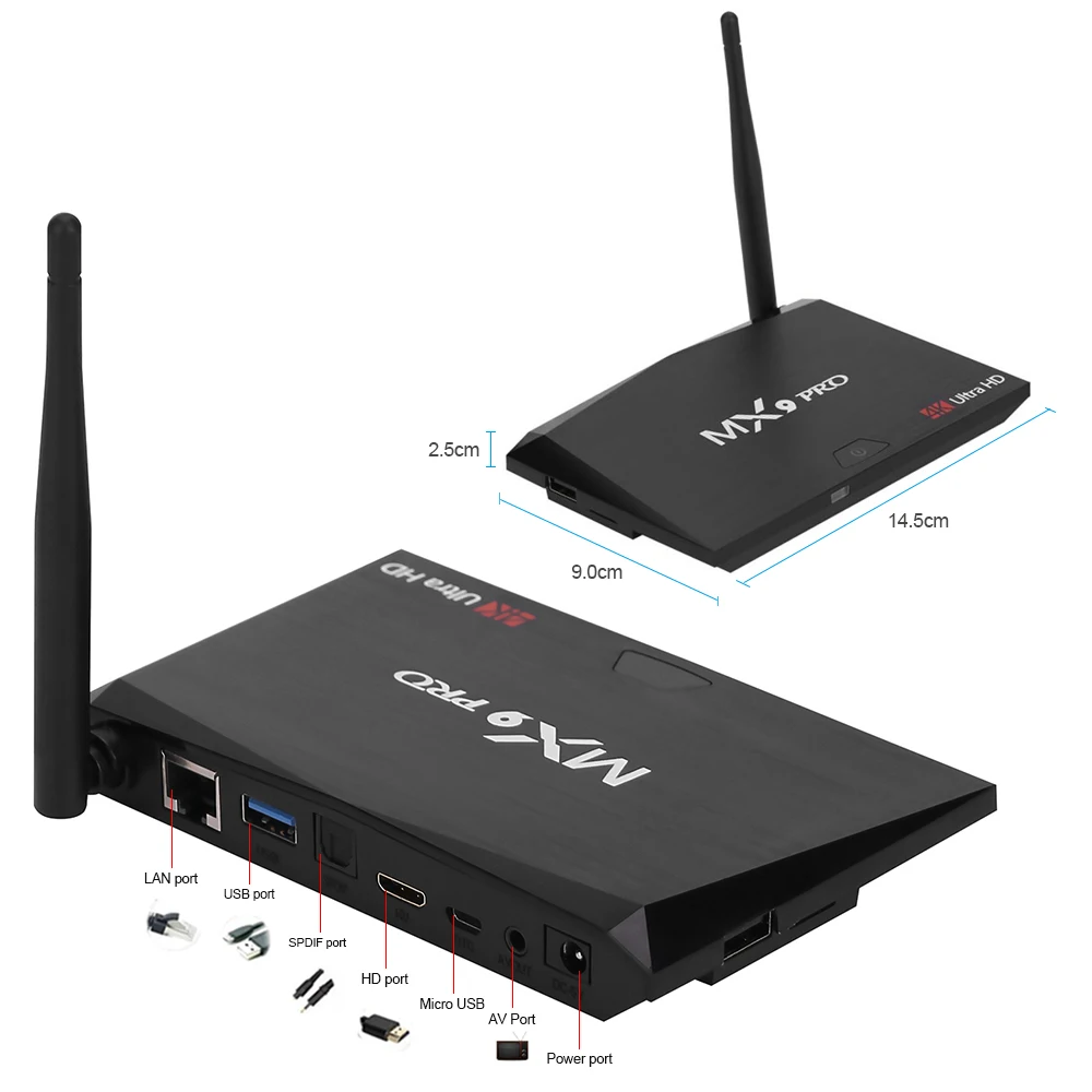 Docooler MX9 Pro умная ТВ приставка с четырёхъядерным процессором RK3328 Android 9 0 ОЗУ 2 Гб ПЗУ