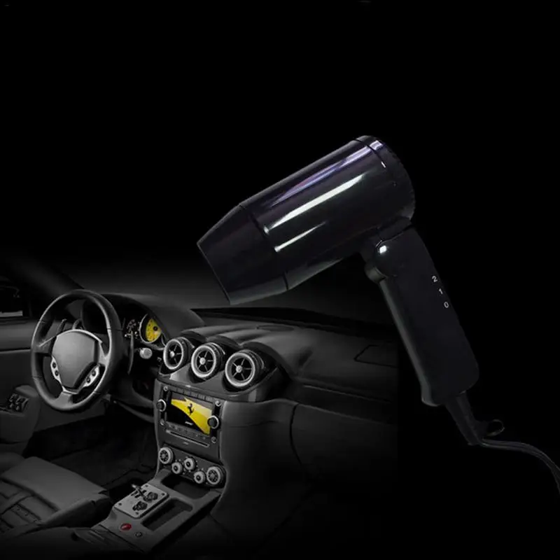  12V Portable Folding Hair Drier Car Hair Dryer Super Auto Hair Travel Hairdryer Fast Drying Black C