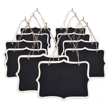 10pcs Mini Chalkboards Signs Hanging Blackboard Rectangle Message Board Double Sided for Weddings, Kids Crafts, Garden Favors