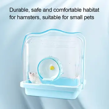 Hamster Cage House Portable Small Pet Guinea Pig Rabbit Outdoor Carrier Cage Habitat With Running Wheel Water Feeder Hamster Toy 4