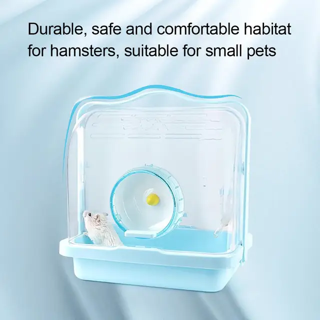 Hamster Cage House Portable Small Pet Guinea Pig Rabbit Outdoor Carrier Cage Habitat With Running Wheel Water Feeder Hamster Toy 4