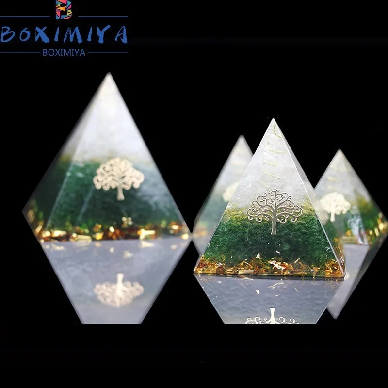 

BOXIMIYA Natural Reiki Crystal Pyramid Energy Converter Orgonite Pyramid Stone That Changes The Magnetic Field Of Life Gift