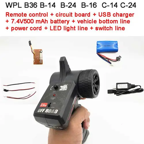 WPL 2.4G Transmitter Remote Control For C14 C24 B16 B36 KIT Car Version Battery Charger 1/16 RC Crawler Car Part Accessories Pakistan