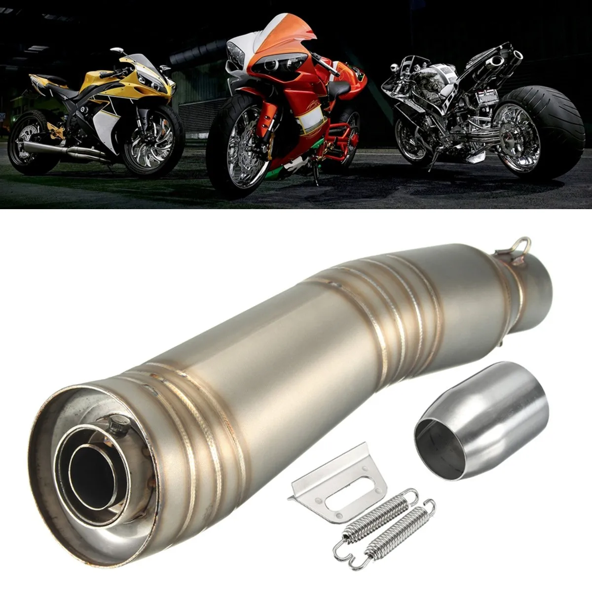 

for Honda for Kawasaki 38-51mm Motorcycle Stainless Steel Exhaust Muffler Pipe Silencer Slip On For Scooter Racing Street Bike