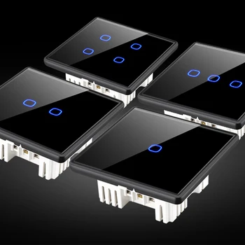 

1/2/3 Gang 1/2 Way Touch Switch Crystal Glass Panel LED Light Smart Touch Sensor Screen 220V Type 86 Concealed Wall Switch
