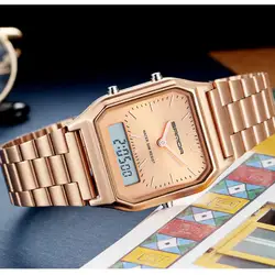 Модные женские часы-браслет высокое качество розовое золото нержавеющая сталь водостойкие лучший бренд класса люкс цифровые спортивные