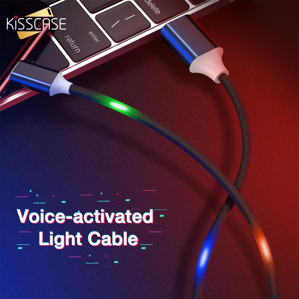 KISSCASE Universal Voice Control Micro To USB Cable Light Cable Durable