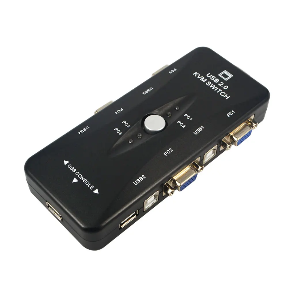 USB KVM 4 порта Селектор VGA печать автоматический переключатель монитор коробка VGA разветвитель V322 USB 2,0 KVM переключатель с 4 шт. VGA Кабель-SCL