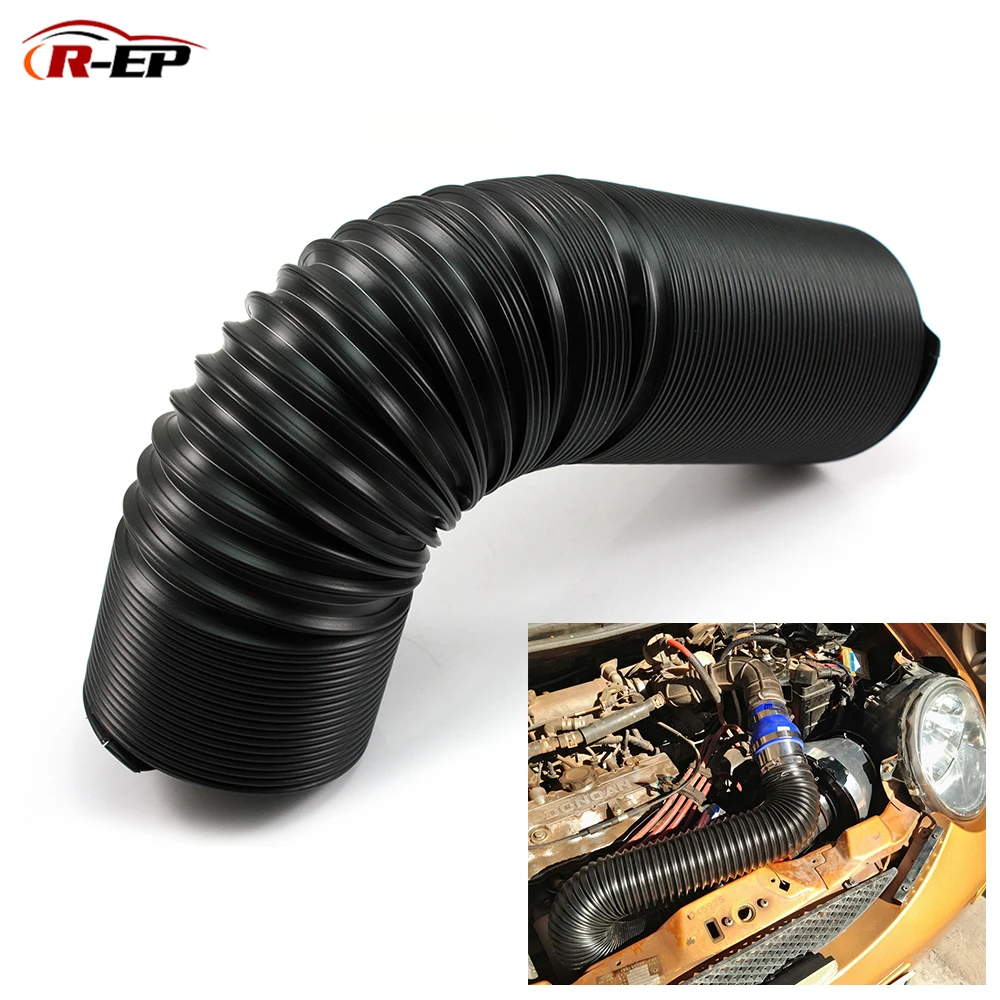 R EP Car hood Cold Air Intake Pipe Universal 3inch Air Inlet Tube