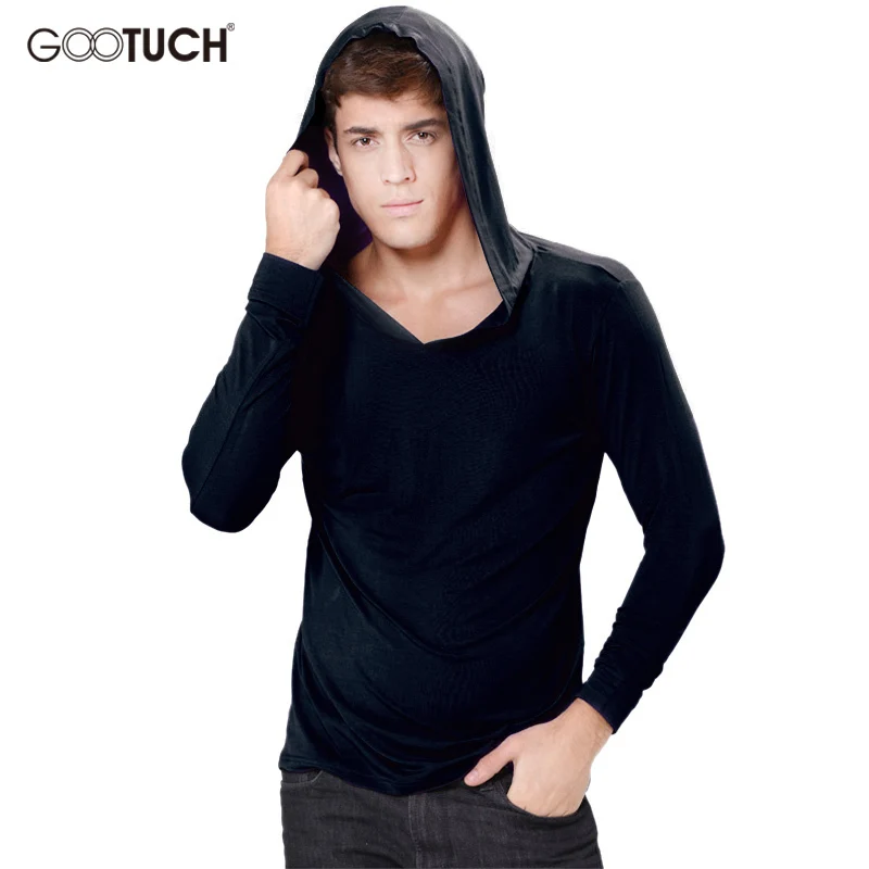 

Men Hooded T Shirt Long Sleeves Fashion T-shirt Mens Streetwear Tops Men Hip Hop Slim Tshirt Plus Size 4XL 5XL 6XL T Shirts 5083