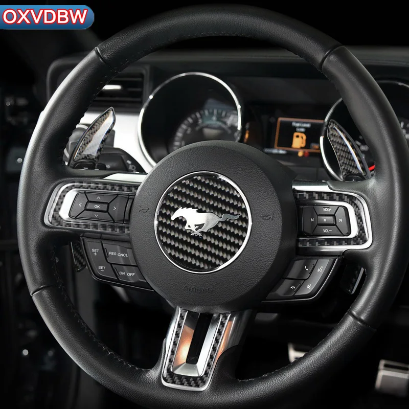 For Ford Mustang Carbon Fiber Steering Wheel Emblem 3D Car Stickers Car Styling 2015 2016 2017