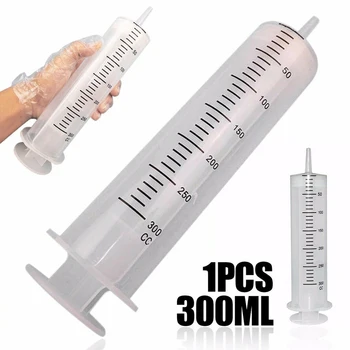 

300ml Plastic Syringe Large Capacity Syringe Transparent Reusable Sterile Measuring Injection Syringe Nutrient Hydroponics