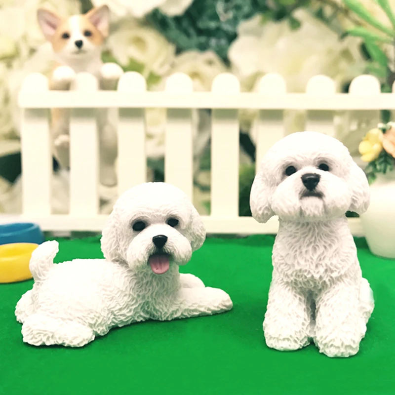 Формы для гипса 3D Милые силиконовые формы для собак Bichon собака Сделай Сам эфирное масло распределитель гипсовые поделки подарочная форма для свечей