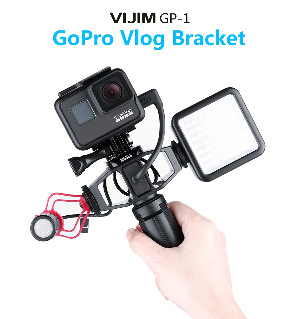 

ULANZI GP-1 Gopro Case Vlog Tripod Stand, 2 Cold Shoe Mount for Microphone Light Action Camera Accessories for Gopro Hero 7 6 5