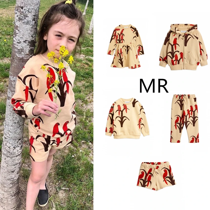

MR Pre Sale 2019ss Baby Clothes Boys Girls Sweater Girl Dresses Baby Jackets Shorts Trousers for Kids Children Parrot Print