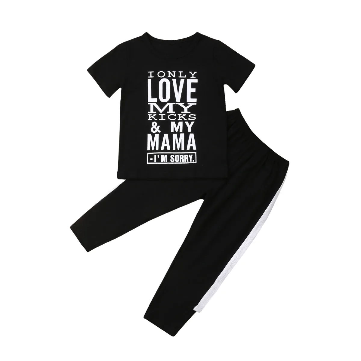 Летняя детская черная футболка с надписью LOVE MAMA для маленьких мальчиков Топы +