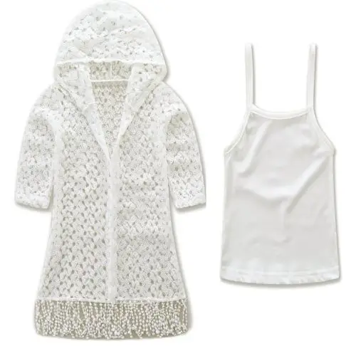 

Children Girls Mom Casual Outwear Top 2pcs Family Mother Daughter Matching Outfits Hooded Set Knit Cardigan Coat Vest