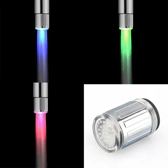 7 Colors LED Water Faucet Lights Colorful Changing Glow Shower Head Kitchen Tap Aerators for Kitchen Bathroom Products Light 3