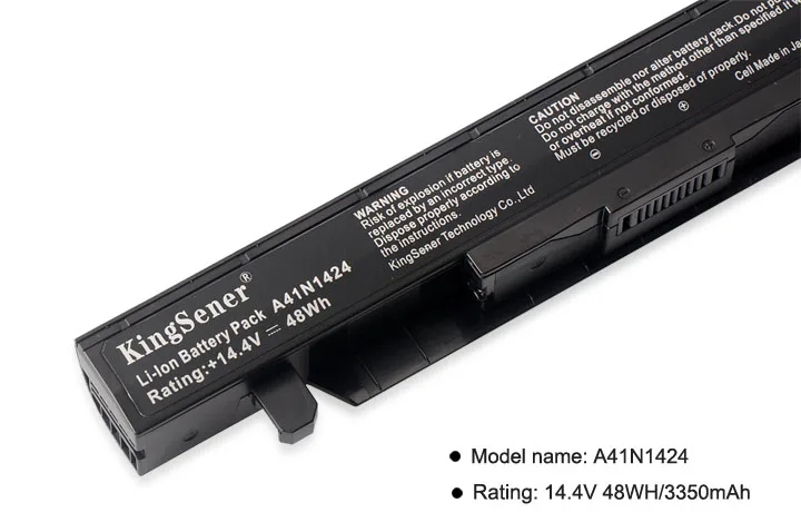 KingSener A41N1424 batería del ordenador portátil para ASUS ROG ZX50 ZX50J ZX50JX ZX50V ZX50VW GL552 GL552J GL552JX GL552V 14,4 V 3350 mAh - 5