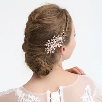 

NPASON Bride Wedding Dress Hair Comb 2019 New Style Full Dress Accessories Handmade High Quality Hairpin Rose Gold Insert 8137