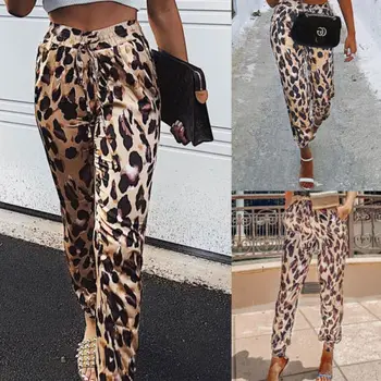 

HIRIGIN Newest Women Pencil Slim Leopard Long Pants High Waist Stretch Casual Leggings Capris