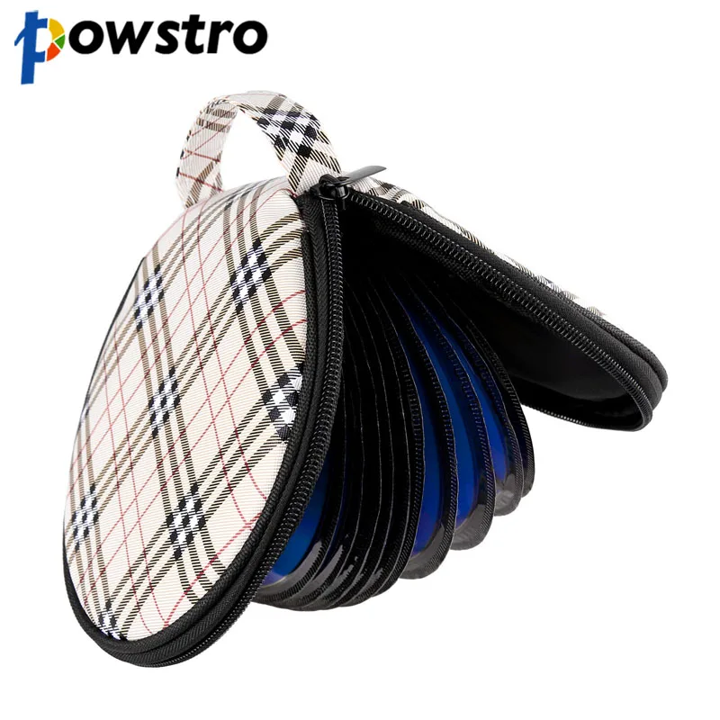 

Powstro Plaid Pattern 20 Disc DVD VCD DJ CD Bag Case Woven Fabric CD Disk Box Holder Storage Wallet for Car Home CD Bag Wallet