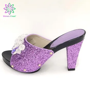 

Latest Design Woman Shoes 2019 Summer African Style Large Size Slip on Rhinestone Women Wedding Shoes Italy Elegant Party Shoes