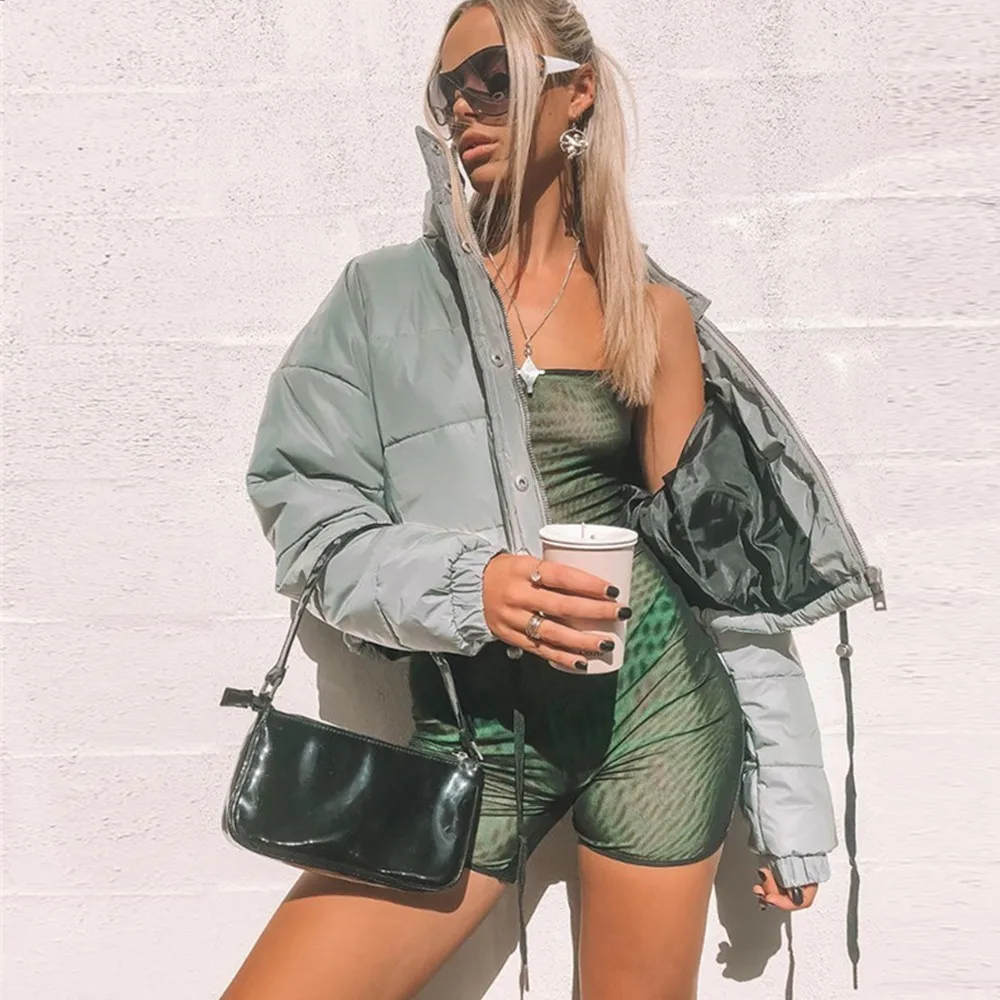 

Women's Reflective Jacket 2019 Spring Solid Cotton Coat Retro Street Style Cropped Jackets for Women Oversized Loose Outwear