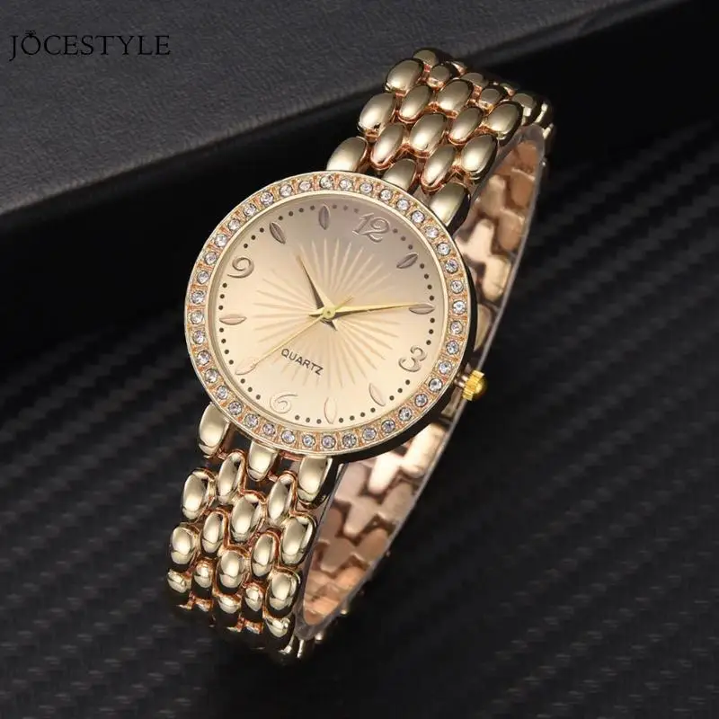 

Women Quartz Watches Fashion Stainless Steel Band Analog Quartz Round Wrist Watch Crystal Simple Analog Dress Wristwatches Clock