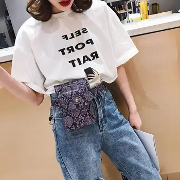 

Summer Fashion Women Female Snake Print Crossbody Bag Casual Square Waist Pack Shoulder Messenger Bags Mobile Phone Pocket