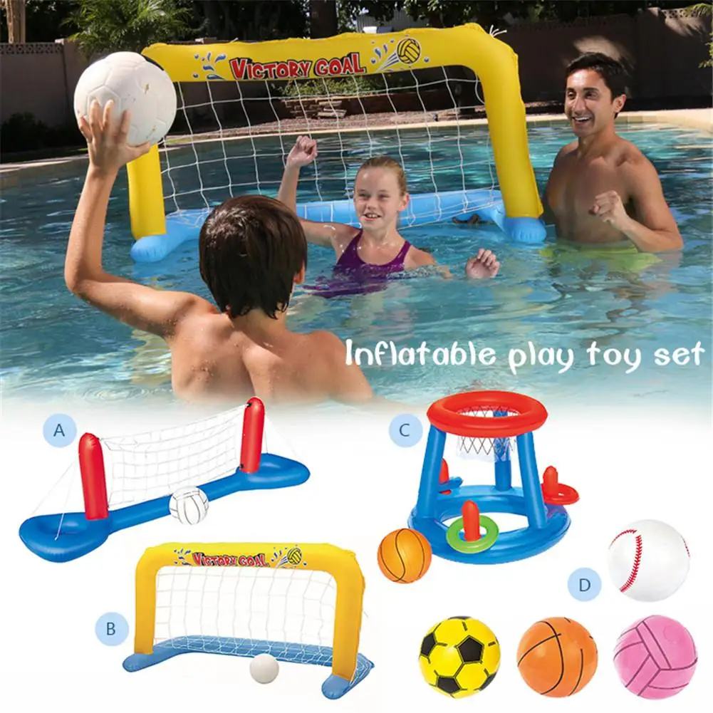 

Water Inflatable Toy Swimming Pool Basketball Volleyball Handball PVC Plastic Nylon Mesh Water Ball Play Model Set For Adult Chi