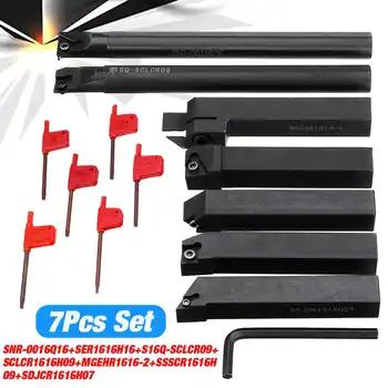 

New 7PCS Set 16mm Turning Tool Holder Boring Bar CNC Tools Lathe Cutting Cutter + T15 Wrenches