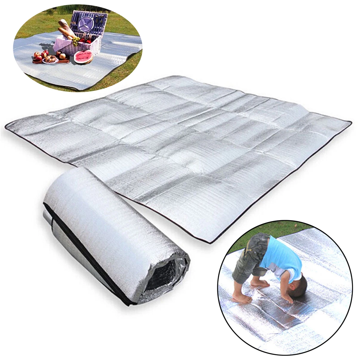 

MAYITR Moisture-proof Outdoor Foldable Sleeping Mat Camping Aluminum Foil EVA Pads Mattress Blanket Pad for Camping Trip Picnic