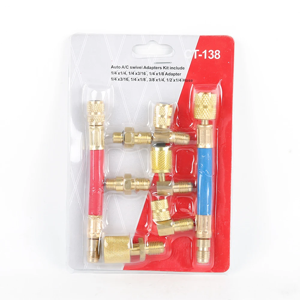 

8pcs Car AC Air Conditioner Refrigeration Adapter Automobile Repair Tools Connector Adapter Coupler Kit