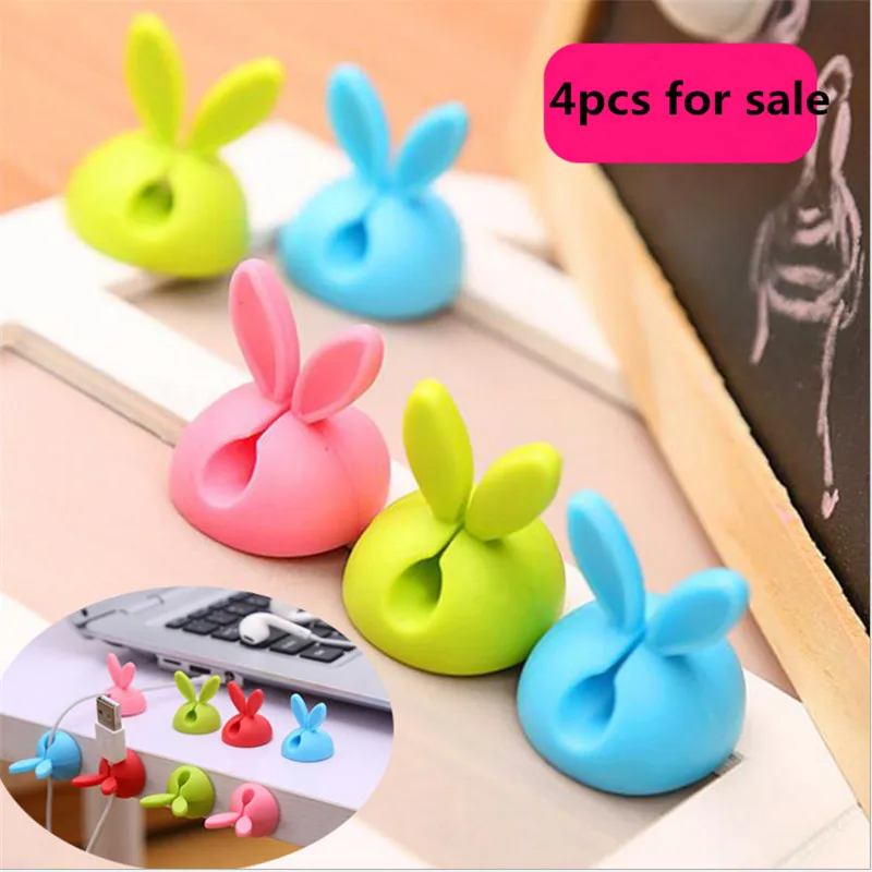

4pcs/set Rabbit Ear Kitchen Wire Fixing Device Kitchen Accessories Table Finishing Storage Holder Kitchen Gadget-S