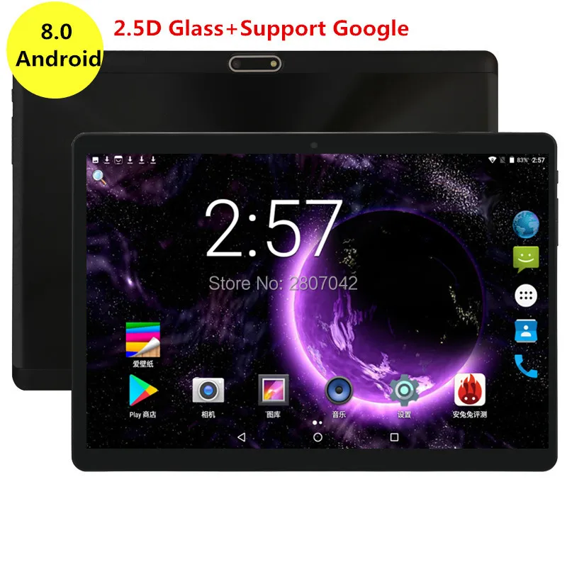 10 inch Google Android 8.0 Tablet Octa Core Super Fast CPU 4GB RAM 64GB ROM 3G 4G FDD Dual Camera Wifi Bluetooth HD Screen 2.5D