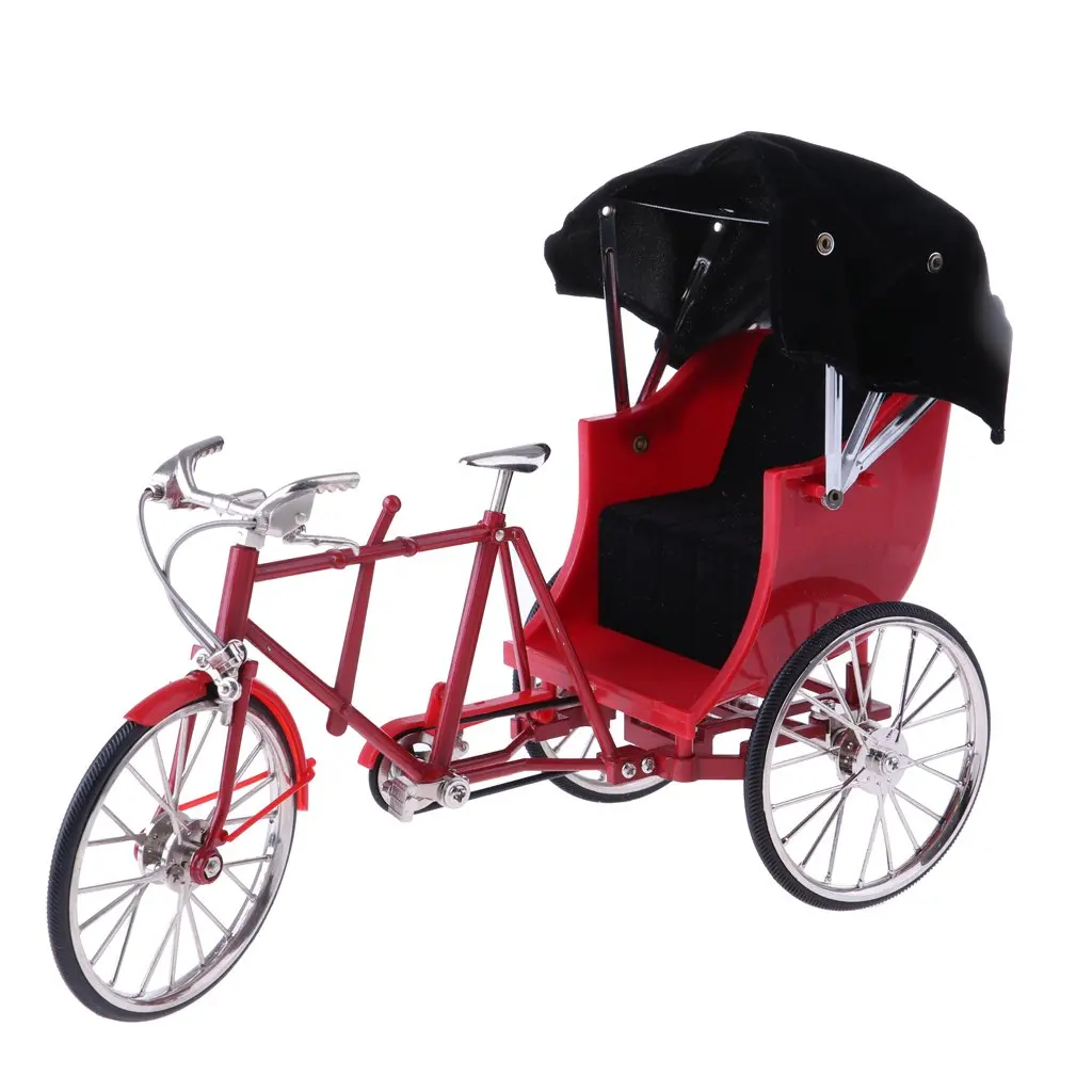 buy 1 10 Scale Alloy Tricycle Rickshaws Bike Bicycle Model Miniature Doll House Accessories Decoration Children Toys Birthday Gift