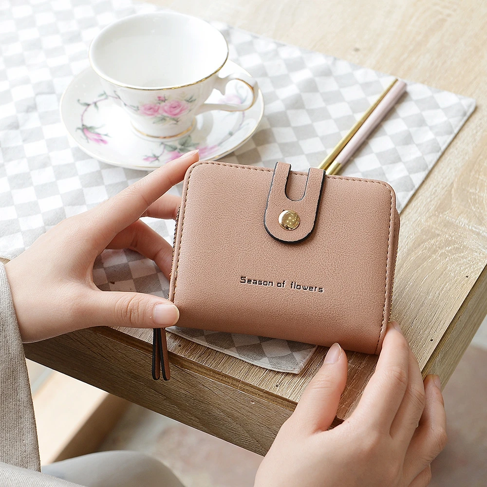 

2019 Compact Wallet Female Short Driver's License Wallet One Package Multi-Function Zipper Card Bag Wallet Buckle