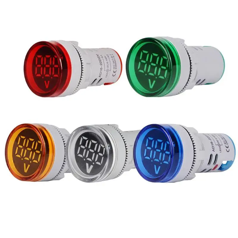 

6-100V DC Digital Display Voltmeter Indicator LED Lamp Round Signal Light Clear display accurate reading easy to use Small