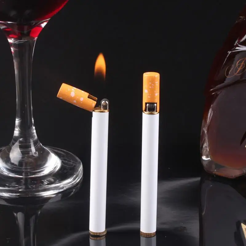 

Mini Fine Cigarette Lighter Personality Novelty Creative Grinding Wheel Open Flame Lighter Without Gas Liquid