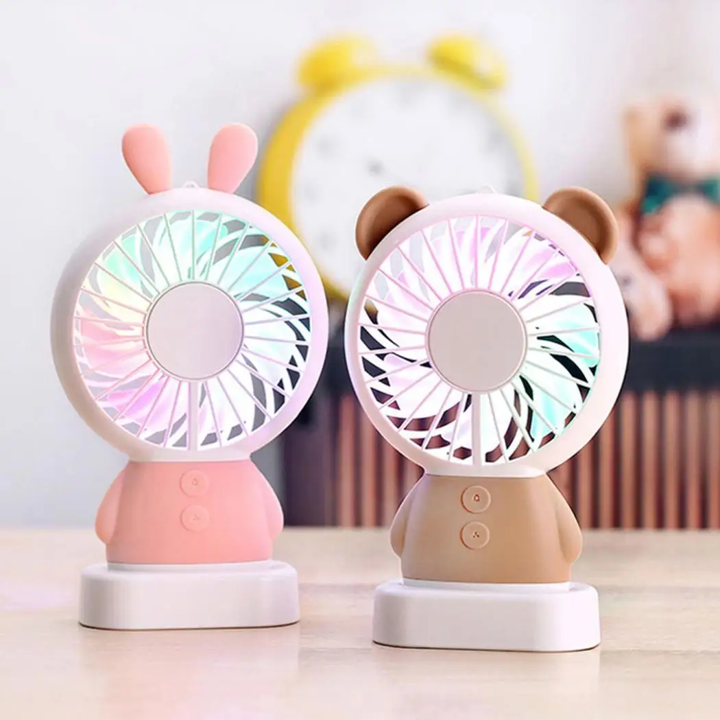 

Mini USB Fan Portable Hand Fan with LED night light Battery Operated USB Power Handheld Fan Cooler Home Office Bar Desktop