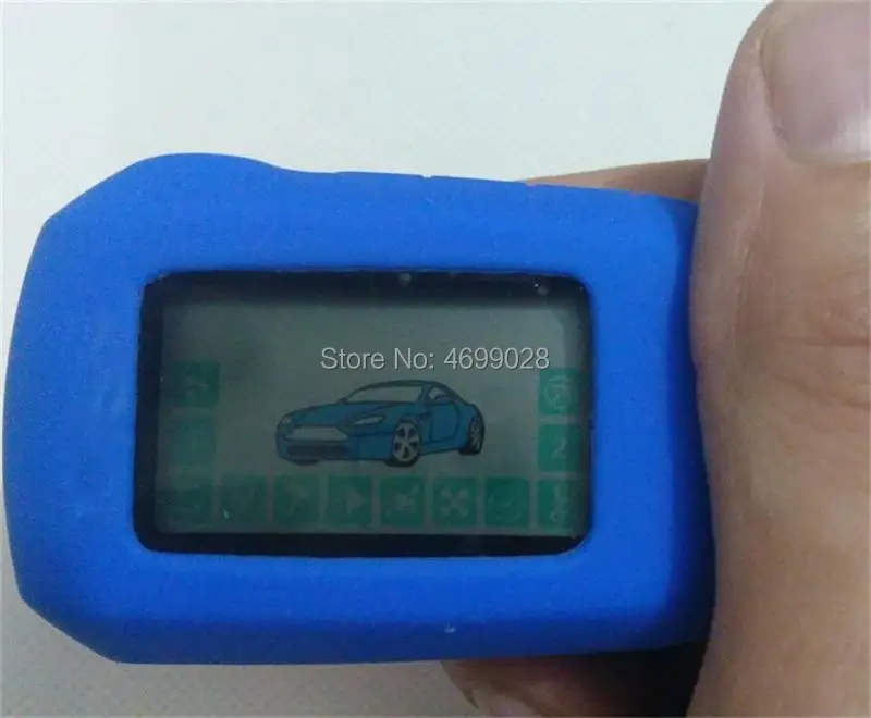 

LCD remote + Blue Silicone Case For Russian Version Keychain Starline A92 LCD Remote Control Key Chain Two Way Car Alarm System