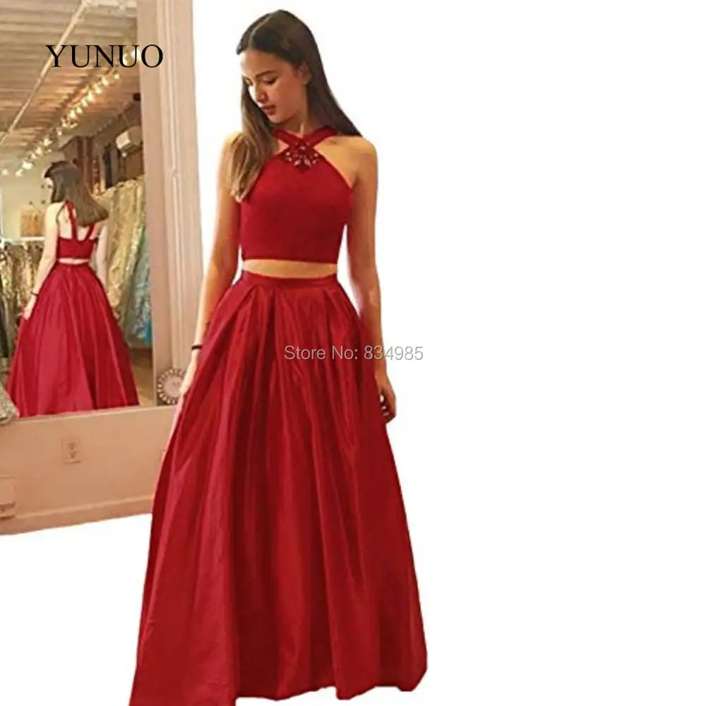 Women's Two Pieces A-Line Satin Prom Dresses Elegant Party Dress | Свадьбы и торжества