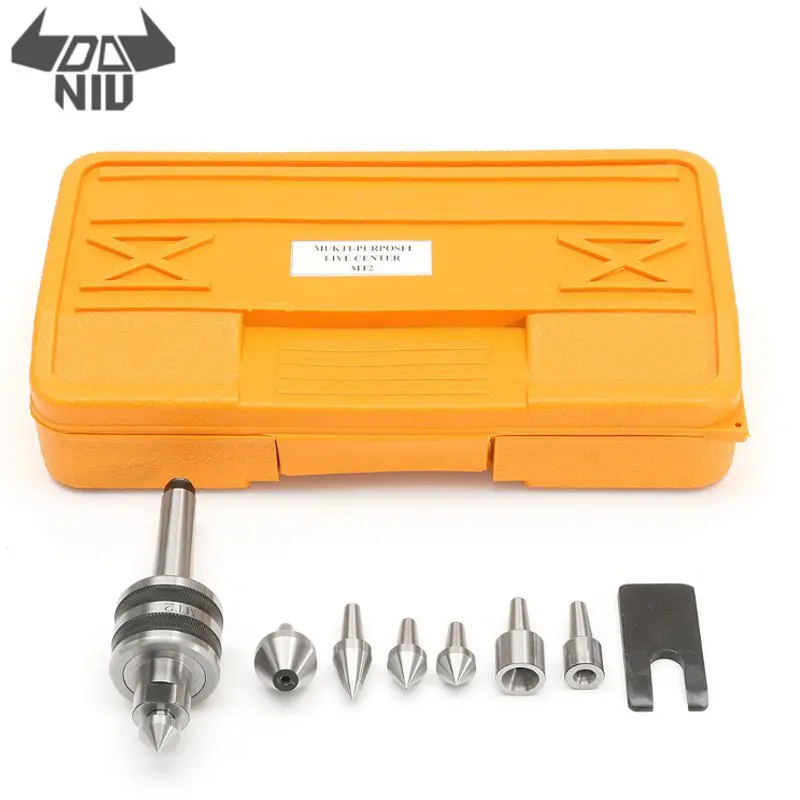 

DANIU MT2 Live Center Set Morse Taper 2MT Triple Bearing Lathe Tool with 7Pcs Interchangeable Points Rotary Center Suit