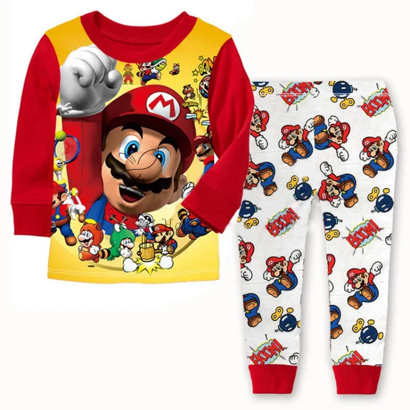 Cartoon Kids Toddler Boys Super Mario Clothes Suits Cotton Sleepwear ...