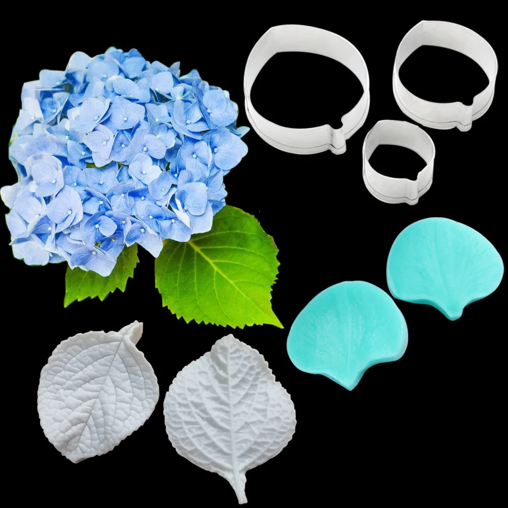 

Hydrangea Leaf Cutter Set Silicone Petal Veiner Fondant Cake Decoration Tool Floral Petal Cutter Sugarcraft Gumpaste Molds CS251