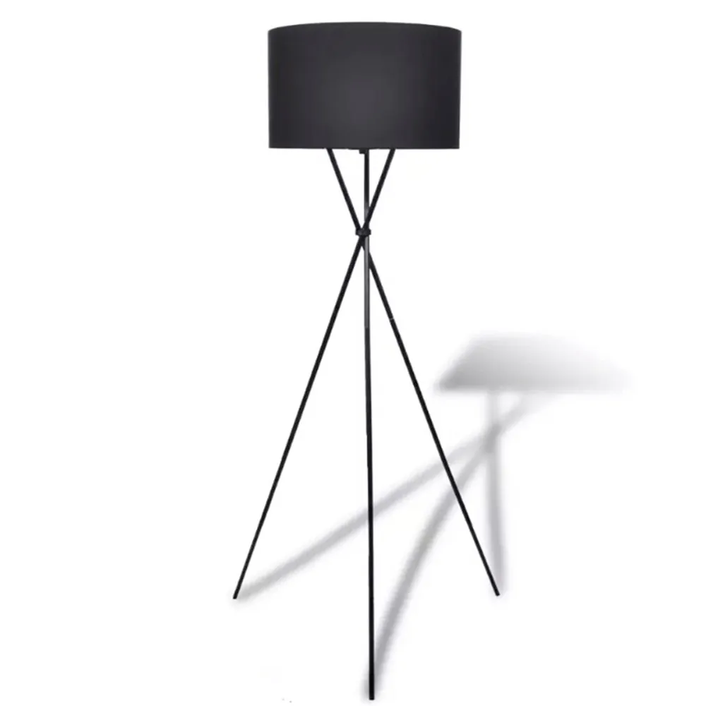 

vidaXL Floor lamp with lampshade high stand Black 240901