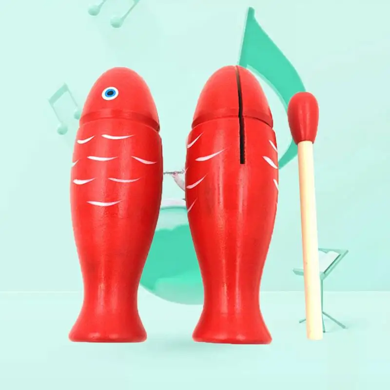 Музыкальные игрушки деревянные рыбные Ударные музыкальные инструменты для