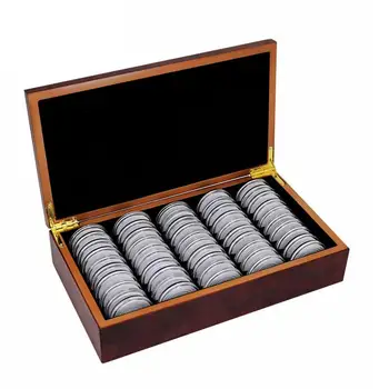 

50 Coin Storage Boxes Round Coin Storage Wooden Box Commemorative Coin Collection Box